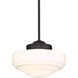 Ingalls 1 Light 12 inch Matte Black Pendant Ceiling Light in Vintage Milk Glass, Medium